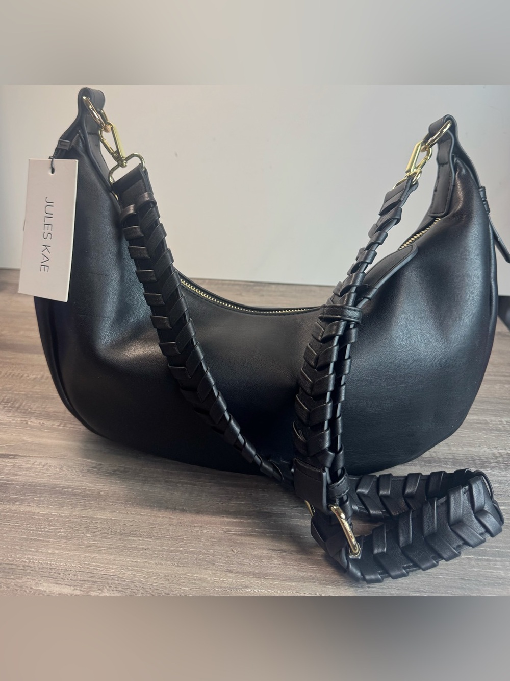 BNWT Jules Kae Zola Moon Bag Vegan Leather Black $128 - Picture 3 of 7